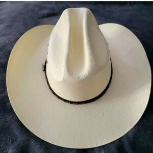 Justin Milano Straw Hat Cowboy Headwear Ivory Hard 10X Unisex Morgan 4 Brim XL